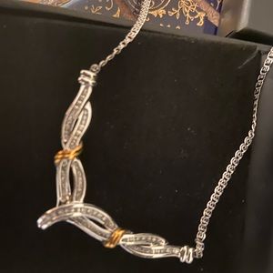 Genuine white gold and diamond necklace